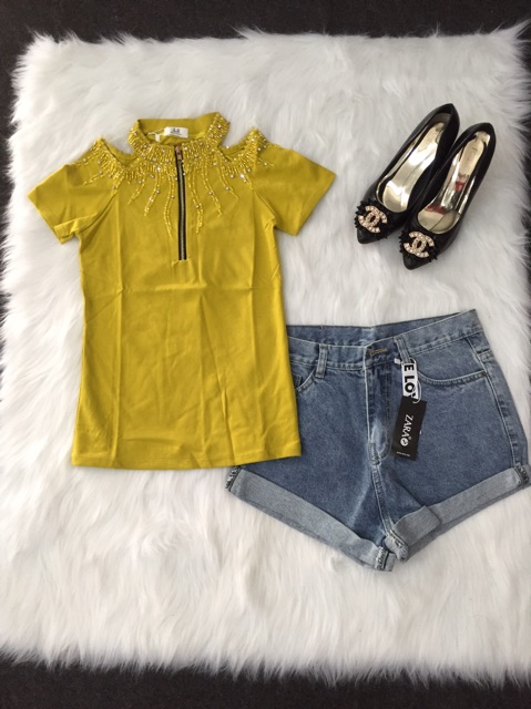 ÁO THUN HỞ VAI ĐÍNH HẠT PHALÊ