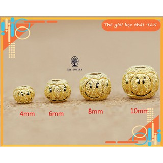 Bi bạc mạ vàng có họa tiết hạt 4mm - Charm bi bạc mạ vàng 4mm