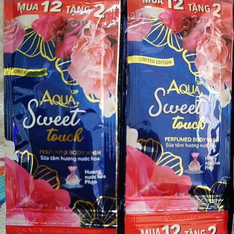 1 dây Sữa Tắm Hương Nước Hoa Aqua Sweet Touch (12 gói+2) 6ml/gói