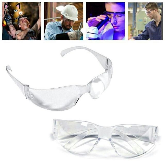 Mắt Kính đi đường Trắng Trong chống tia UV chống bụi - Mắt kính vuông đen bảo hộ chống bụi