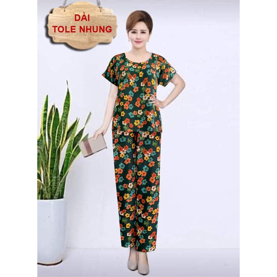 Đồ bộ TRUNG NIÊN quần dài tay ngắn tôn Nhung Big Size