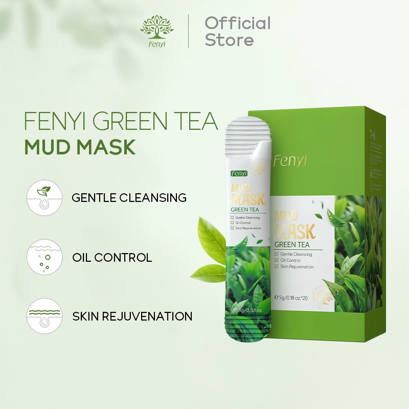 Bộ 20 mặt nạ bùn Fenyi chiết xuất trà xanh dịu nhẹ làm sạch sâu cho da hiệu quả 5gx20
