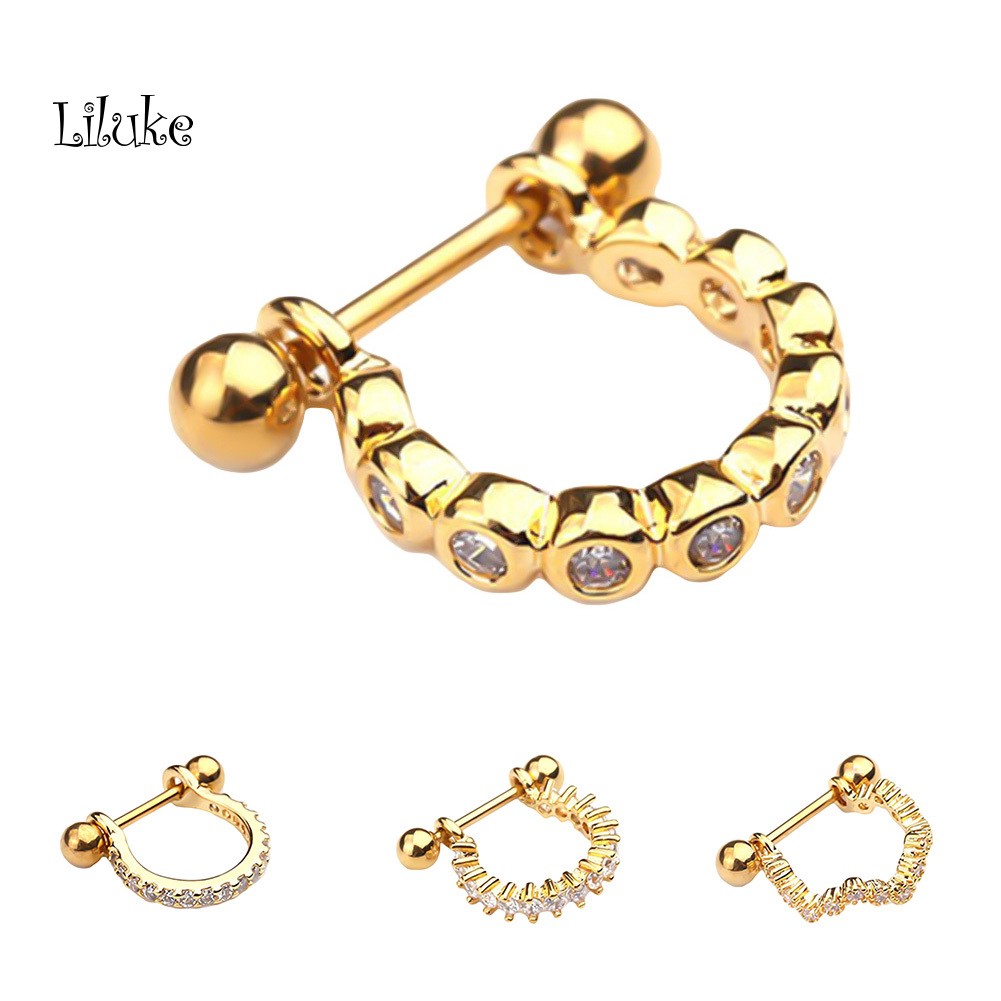 1 Đôi Khuyên Tai Tròn Đính Đá Thời Trang Cho Nữ