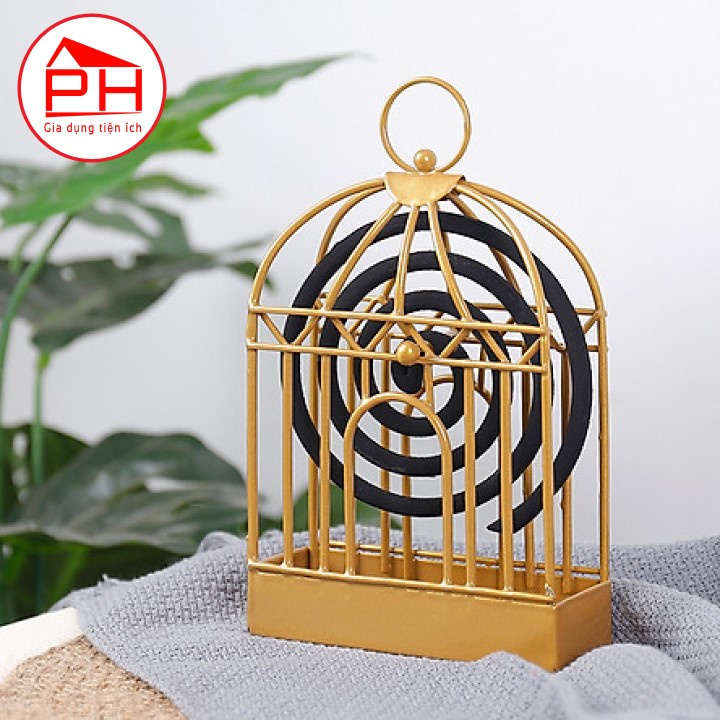 Lồng đựng nhang muỗi hình lồng chim khay đựng hương muỗi bằng thép an toàn cho trẻ em - Gia dụng Phước Hòa