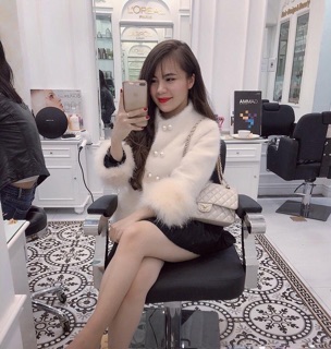 Khoác len lông thỏ ép cao cấp