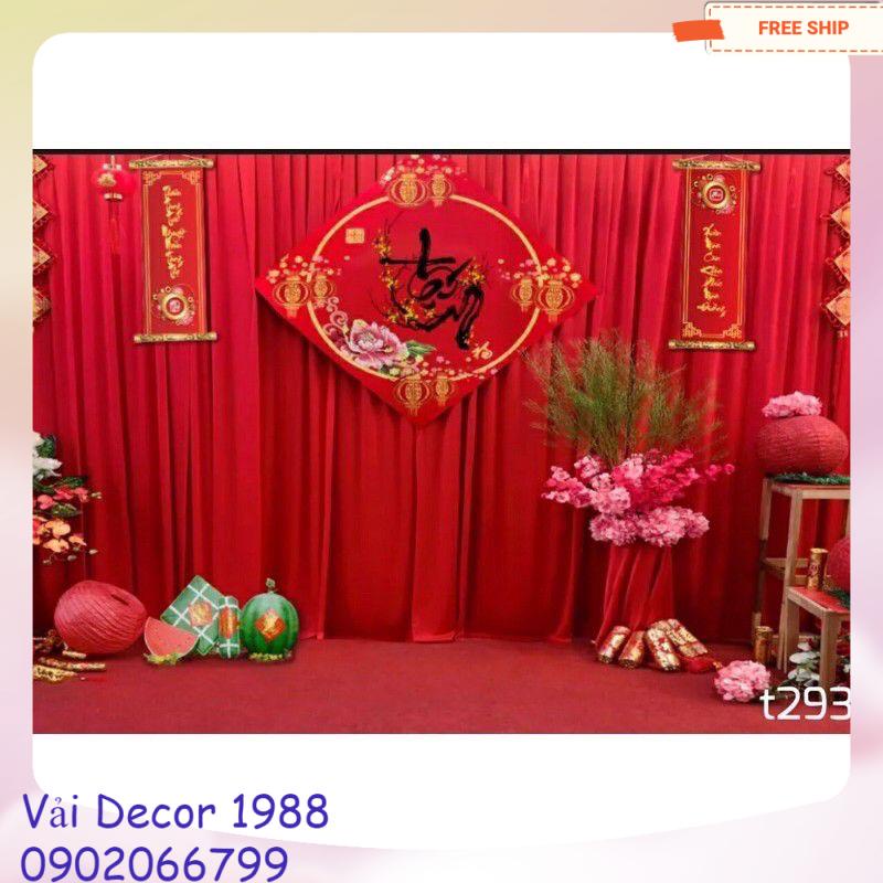Vải nhung đỏ trang trí, phông nền, lót hộp bánh, khổ vải 1,6m (5m x 1,6m)
