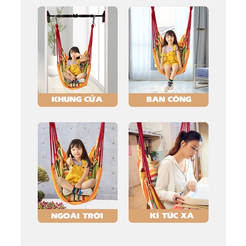 Xích đu FITEZY cho bé vui chơi tại nhà, ghế võng sân vườn học sinh treo xà đơn