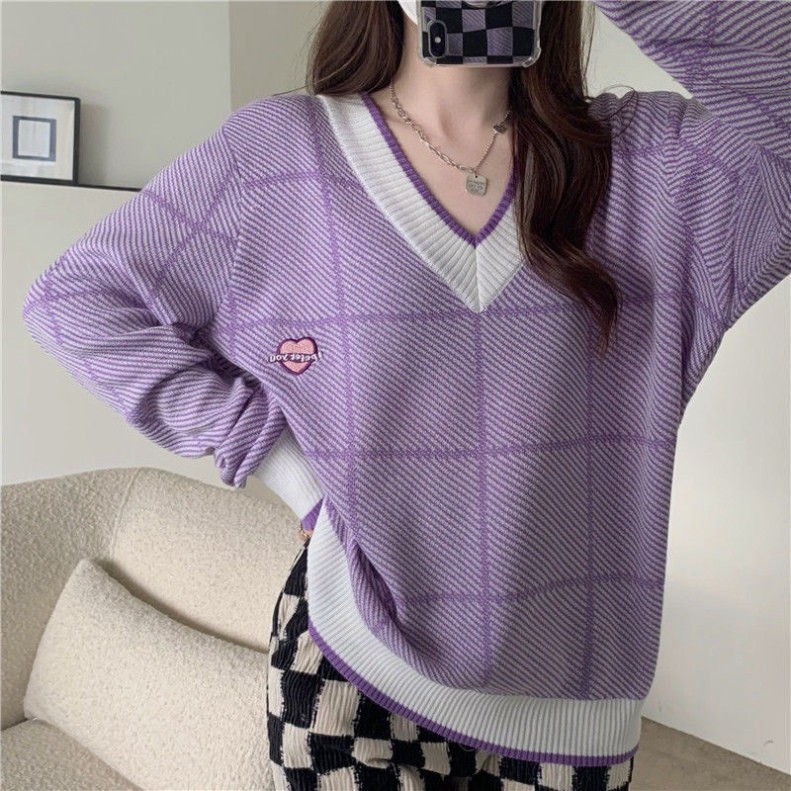 Áo Len Quảng Châu, Áo Len Nữ Cổ Tim Vải Dày Dặn Free Size Form Kiểu Dáng Hàn Quốc Sành Điệu | BigBuy360 - bigbuy360.vn