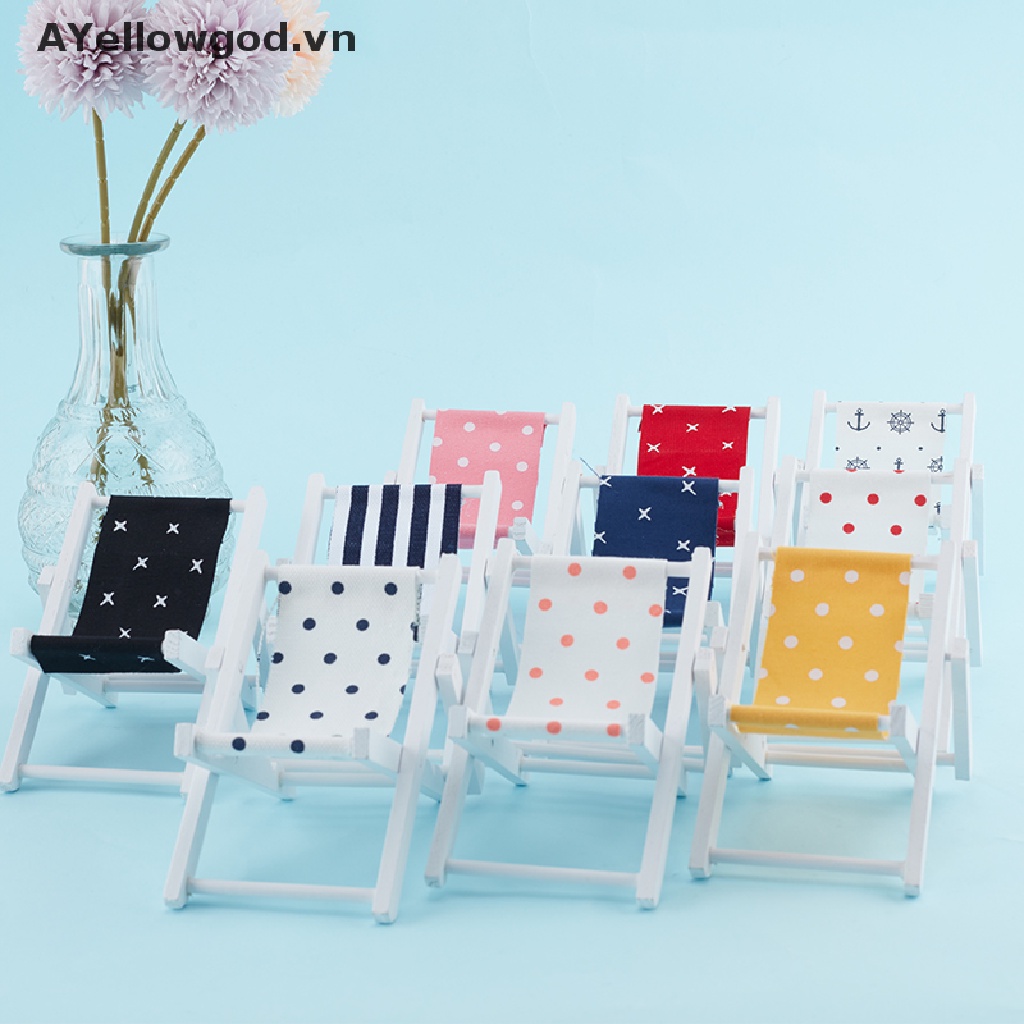 Giá đỡ điện thoại hình ghế ngồi bãi biển mini bằng gỗ để bàn trang trí