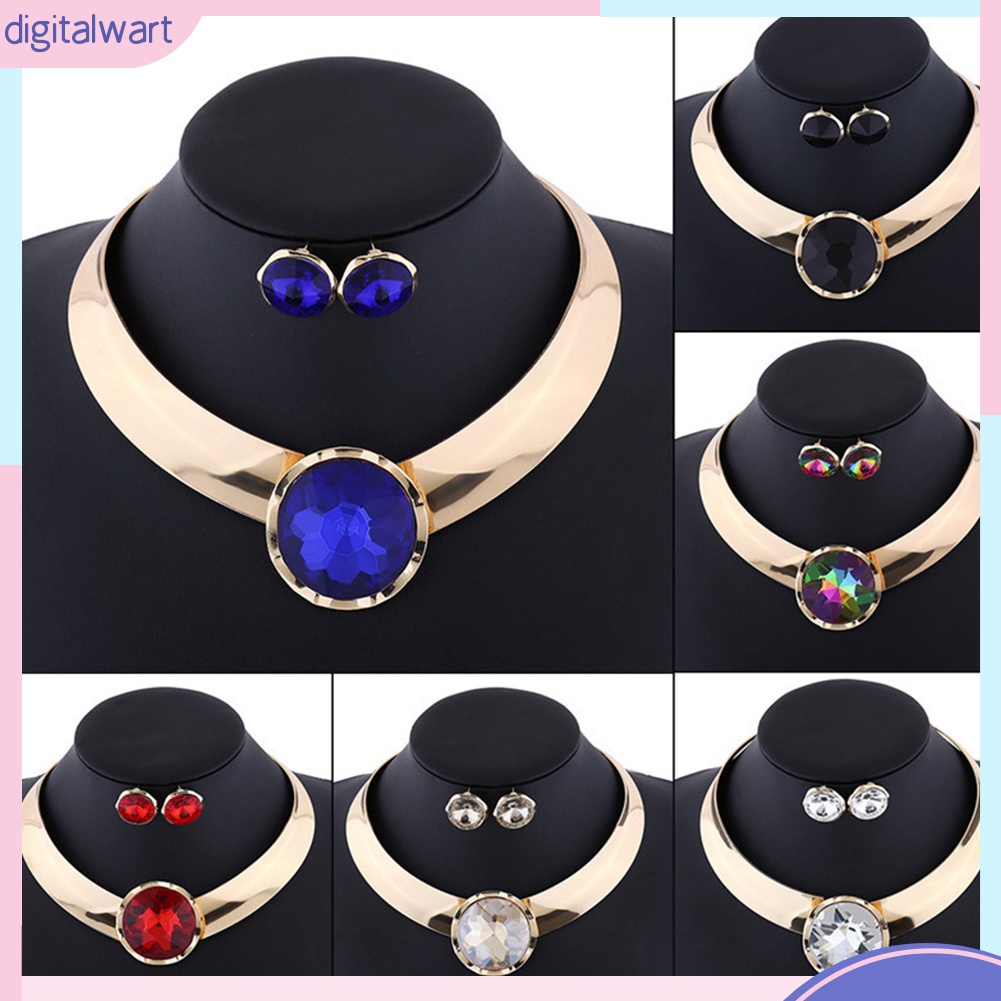 Bộ Dây Chuyền + Bông Tai Đính Đá Zircon Thời Trang Cho Nữ