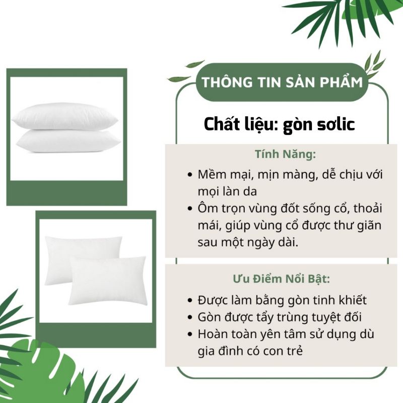 Ruột gối nằm 45 x 65 cm bông hạt cao cấp