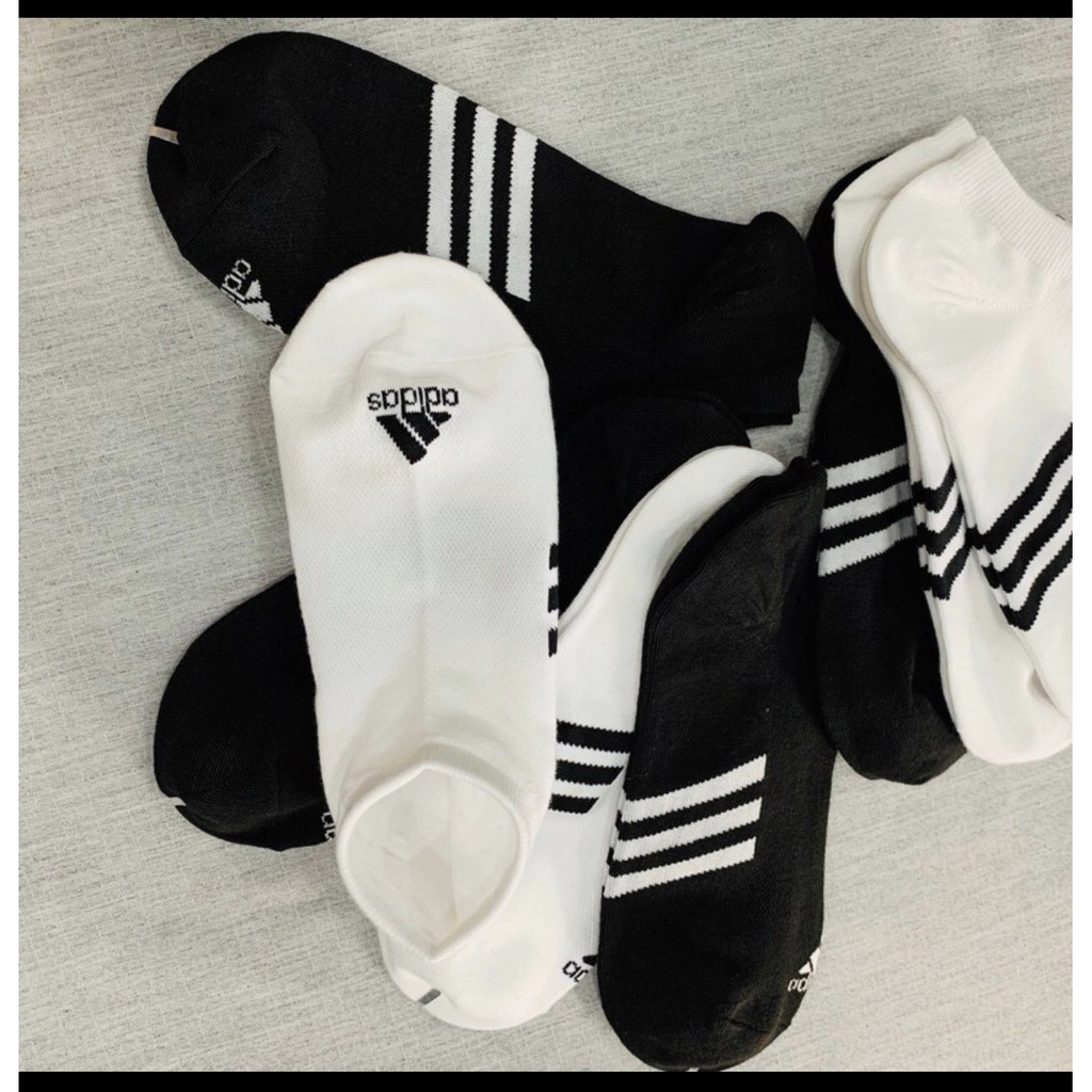💯 tất adidas cổ ngắn nam nữ -Tất cổ thuyền cao qua mắt cá chân 1cm
