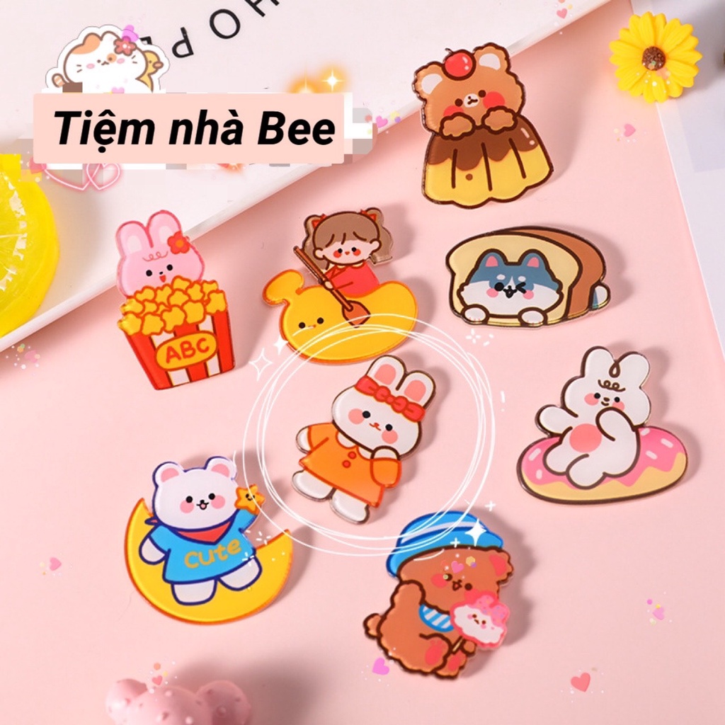 Huy hiệu balo, enamel pin cài áo Gấu nâu dễ thương│ Nhựa cao cấp có lớp màng bảo vệ │ Xem thêm ở phần MÔ TẢ SẢPHẨM