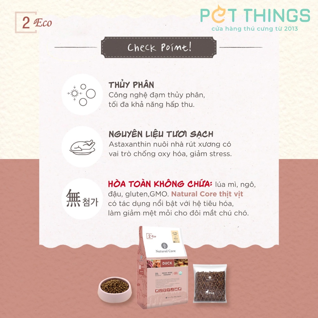 Thức ăn Hạt khô hữu cơ cho chó Natural Core 1kg các loại