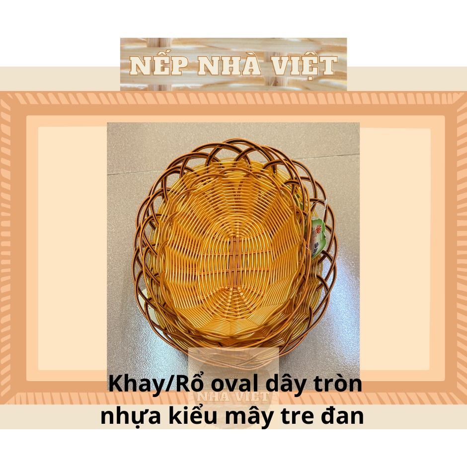 Rổ Oval Dây Nhựa Đan Thủ Công Tạo Hình Đẹp Mắt, Tinh Tế Đựng Đồ Đa Năng