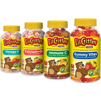 Kẹo dẻo gấu L'il Critters đa vitamin Gummy Vites Omega 3 LiL Critter Immune C Fiber Canxi D3 60v 70v 120v 190v 250v 300v