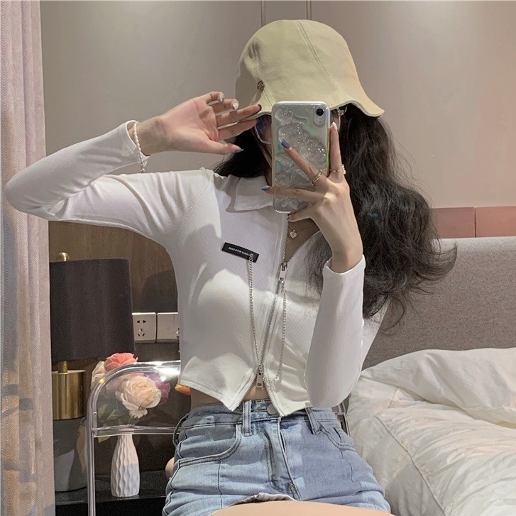 Áo Polo Tay Dài Cổ Bẻ Phối Khóa Kéo Thời Trang Trẻ Trung | BigBuy360 - bigbuy360.vn