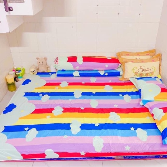 Bộ ga giường 1m6 1m8 💖 ẢNH THẬT 💖 1 ra nệm 2 áo gối 45 x 65 cm mẫu caro 4 màu - LINHALMONDS