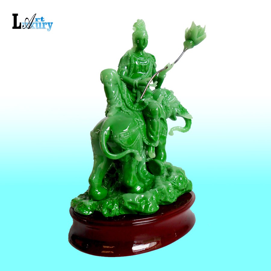 Tượng Bồ Tát Phổ Hiền xanh ngọc cao 25cm, Phật Bản Mệnh Của Người Tuổi Thìn, Tuổi Tỵ - Luxury Art