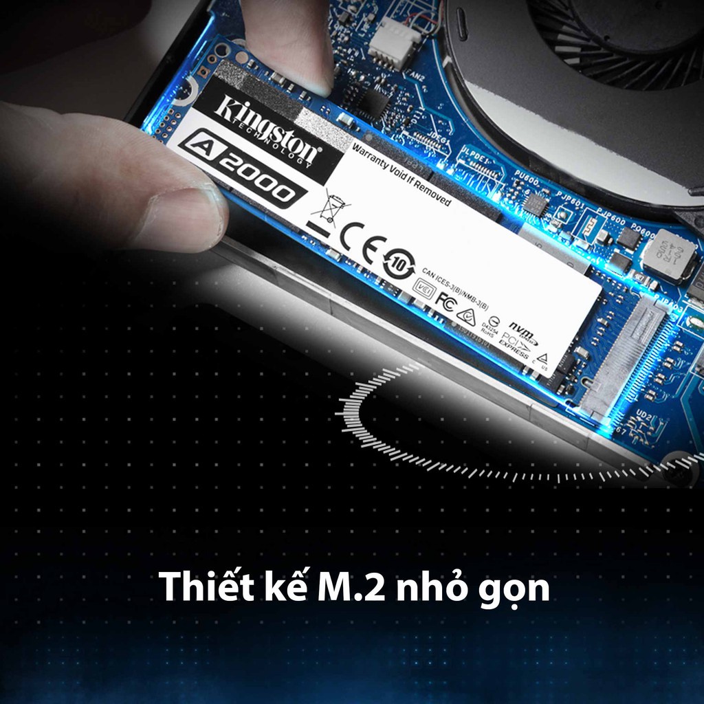 [Mã ELMALL300 giảm 7% đơn 500K] Ổ cứng SSD Kingston 250Gb A2000 M.2 2280 NVMe - SA2000M8/250G