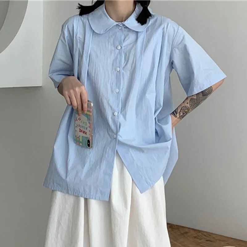 new loose Doll collar Regular t-shirt