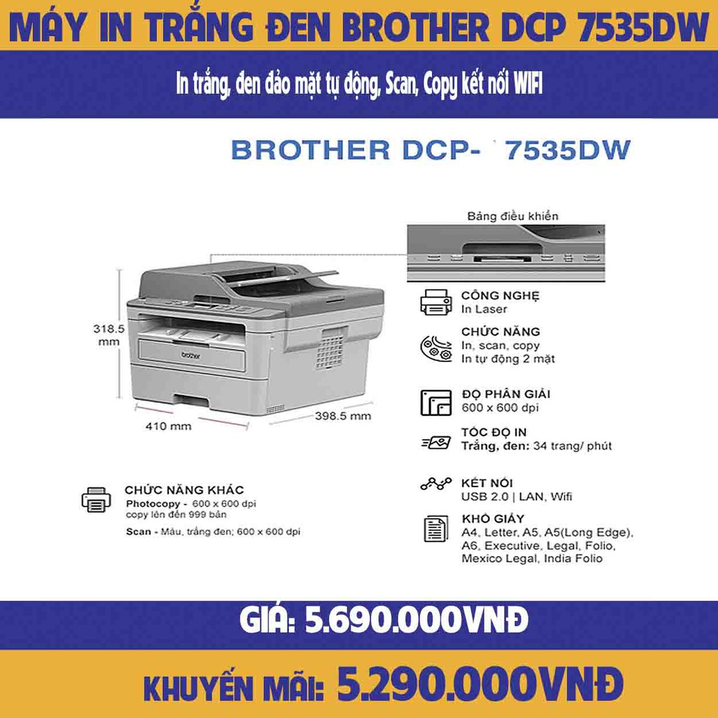 Máy in đa chức năng Brother DCP-B7535DW-in-scan-copy-đảo mặt-wifi-hàng chính hãng