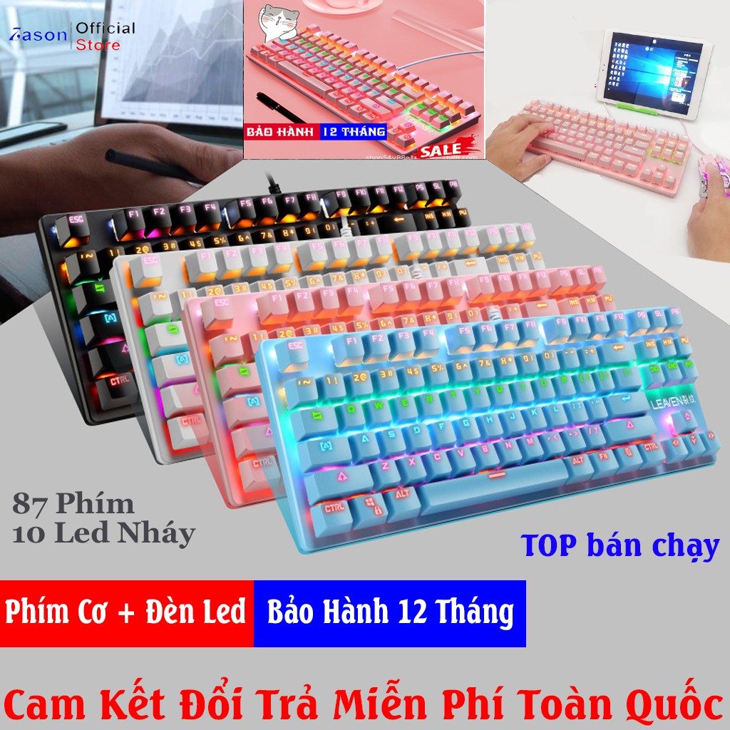 [ BÁN CHẠY ] Bàn Phím Cơ Gaming LEAVEN K550 Chống Nước, Tích Hợp Đèn Led Đồi 10 Chế Độ Nháy Bảo Hành 12 Tháng