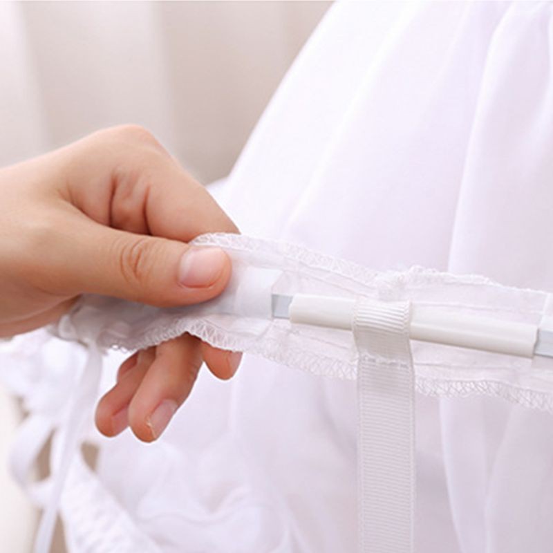 ❤Women Girls Elastic Waistband Pannier Petticoat White Black 2 Hoop Cage Skirt Wedding Bridal