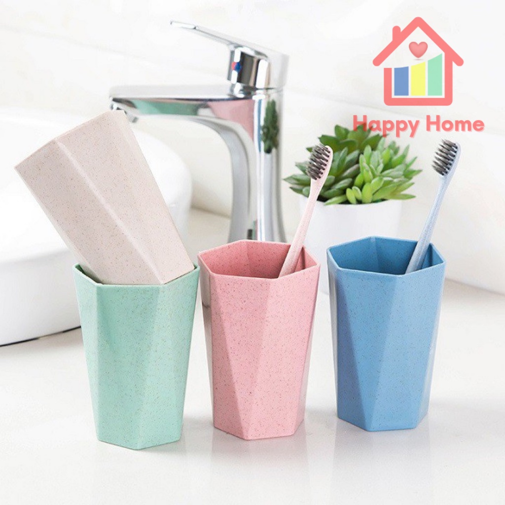 Cốc đánh răng, ly uống nước cho bé bằng nhựa lúa mạch Happy Home