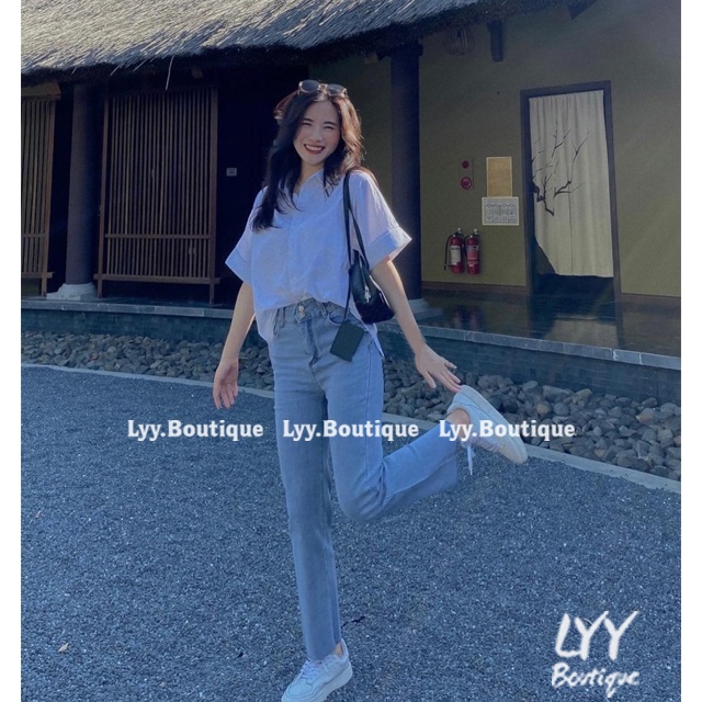Áo sơ mi nữ kẻ đũi linen khuy lưng áo kiểu ULLZANG HOT HIT siêu xinh 3 màu freesize LYY BOUTIQUE | BigBuy360 - bigbuy360.vn