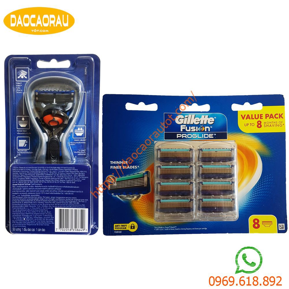 Bộ dao cạo râu 5 lưỡi Gillette Proglide5 (1 tay cầm xoay chiều và 10 đầu cạo 5+1)