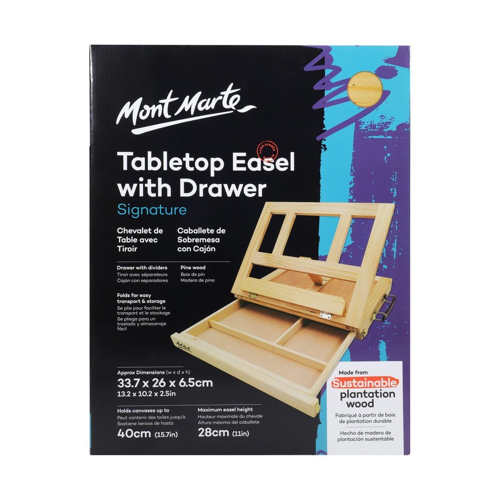 Giá Vẽ Kiêm Hộp Đựng Họa Cụ Mont Marte Để Bàn - Table Easel with Drawer Signature - MEA0023