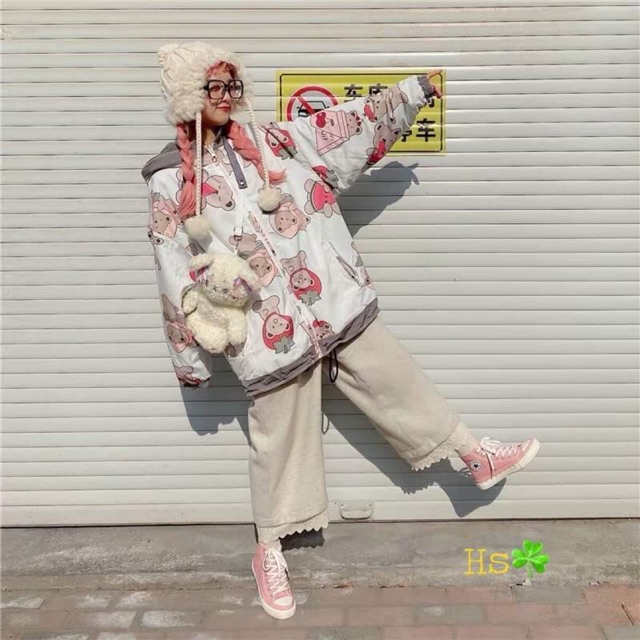 Khoác gió gấu 2 lớp phối mũ HSN877