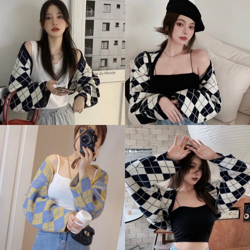 ÁO KHOÁC NGOÀI CARDIGAN CARO LỬNG tay dài chất vải len dày dặn form chuẩn hàng nhập quảng châu style hàn ullzang