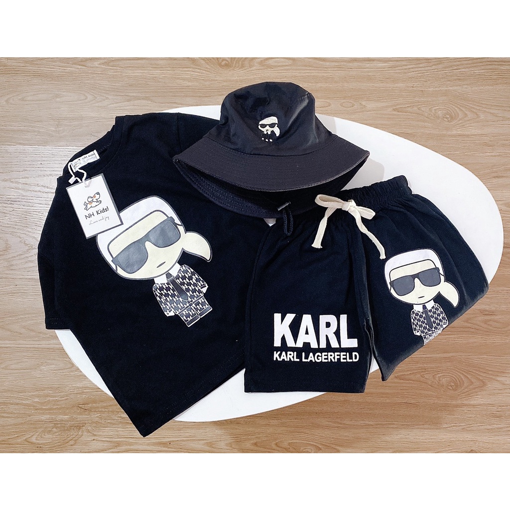 Bộ COTTON cho bé bộ thun cho bé hình KARL chất COTTON 100% (KÈM MŨ)
