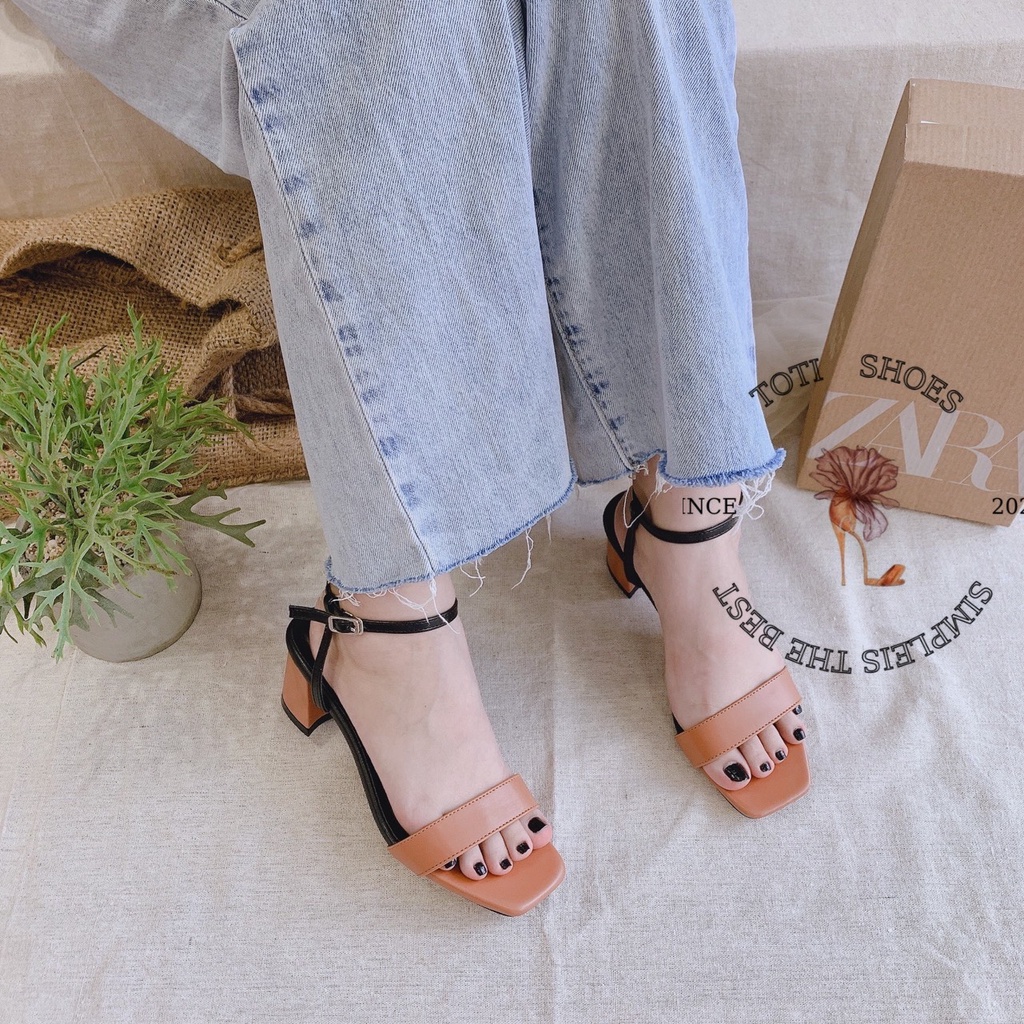 GIÀY CAO GÓT THỜI TRANG TOTIIE SHOES - SANDAL NỮ KHÓA CÀI - GUỐC NỮ 5 PHÂN QUAI MẢNH - SANDAL CAO GÓT ĐẾ VUÔNG G2012150