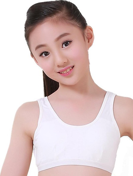 Combo 4 áo lót học sinh màu trắng, áo ngực cho cho bé gái từ 5-14 tuổi
