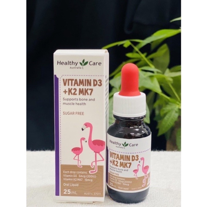 Vitamin D3 K2 MK7 25ml Healthycare Úc 0m+ giúp hệ răng và xương bé ptrien vượt trội
