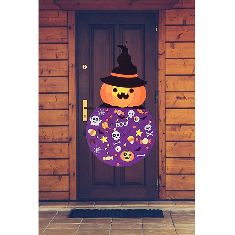 Mặt Dây Chuyền Bằng Vải Nỉ Không Dệt Hình Bí Ngô Phù Thủy Bí Ngô Halloween Có Thể Gập Lại Trang Trí Cho Bé Gái