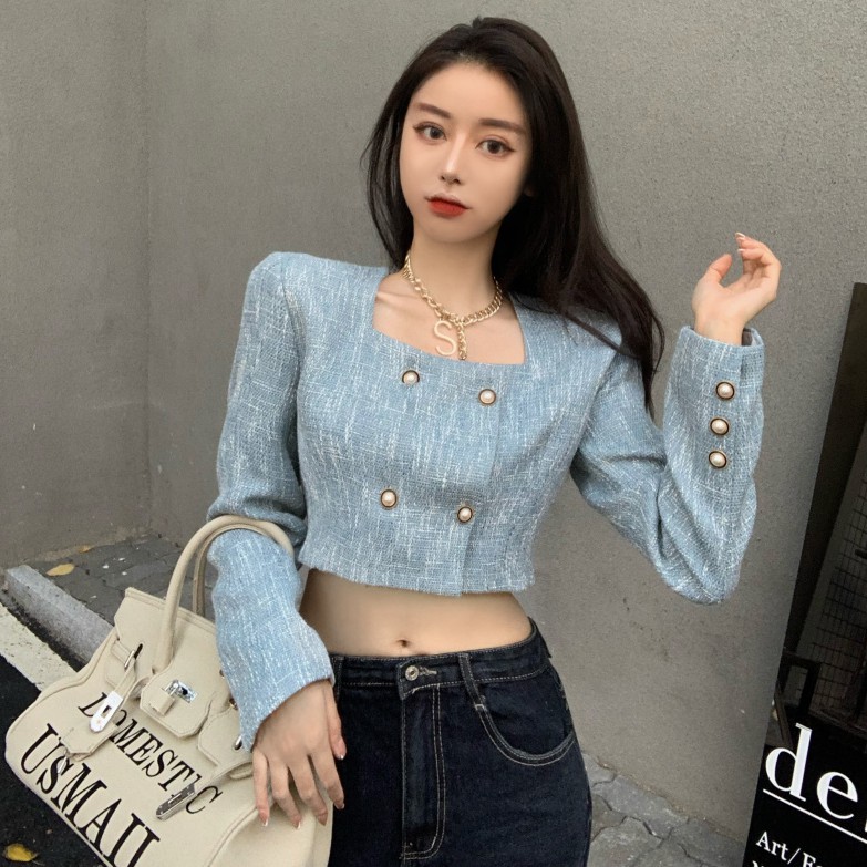 Áo sơ mi nữ kiểu tay dài cổ vuông Emilyshop