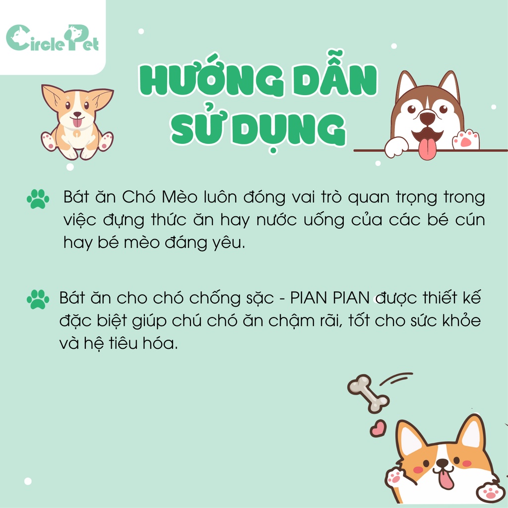 Bát Ăn Chống Sặc PIAN PIAN Cho Thú Cưng Hình Tròn In Họa Tiết Đáng Yêu - Circle Pet