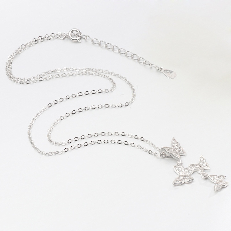 Vòng cổ Mặt Hình Bướm Bốn Cánh Đính Kim Cương Toàn Diện