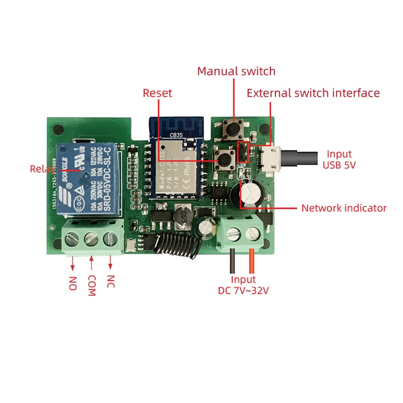 Mô đun wifi Tuya điều khiển từ xa cho khóa cổng, kiểm soát cửa