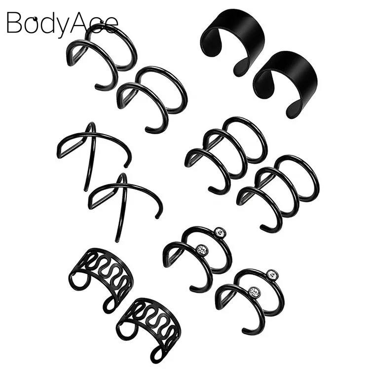 Set 12 Khuyên Kẹp Vành Tai Bằng Thép Không Gỉ Cá Tính