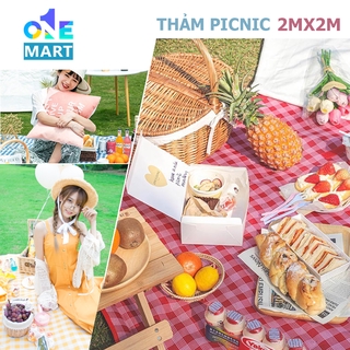 Thảm trải du lịch không thấm nước, tấm bạt dã ngoại picnic cắm trại đi chơi biển đi phượt gấp gọn kẻ sọc 2*2m