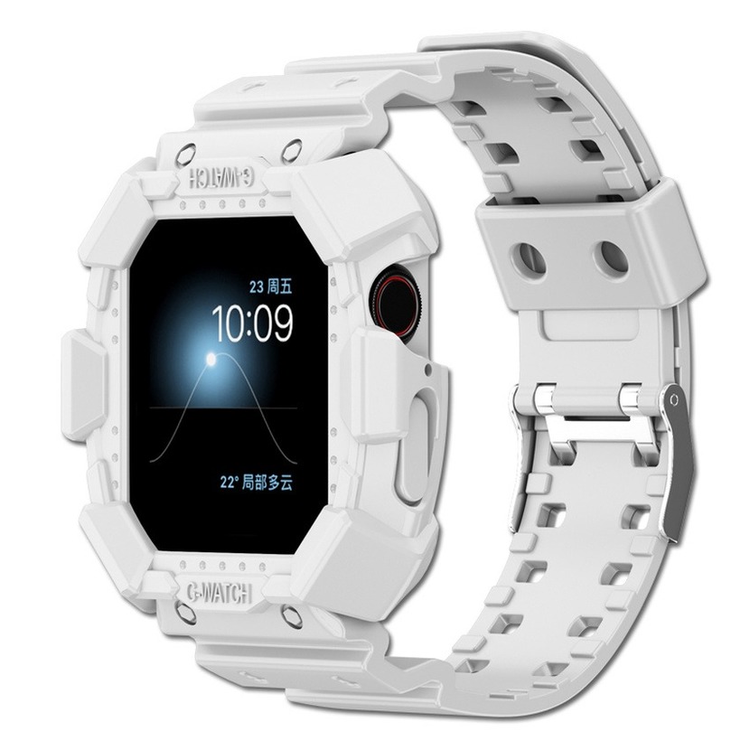 Dây đeo có ốp mặt đồng hồ trong suốt bằng nhựa cho Apple Watch Series 7 6 SE 5 4 3 2 1 Case + Strap iWatch 45mm 41mm 44mm 42mm 40mm 38mm