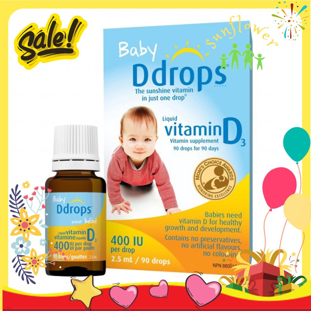 Baby Ddrop Vitamin D D3 của Mỹ 400IU 90 giọt