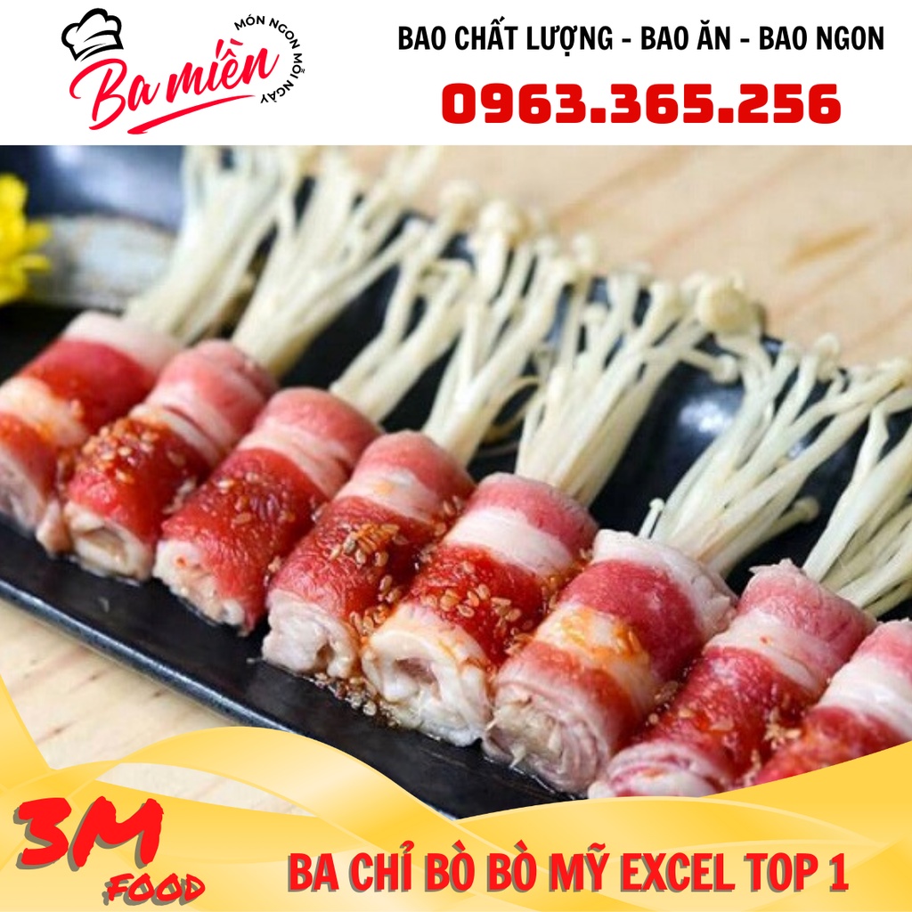 Ba chỉ bò mỹ - Ba chỉ bò cuộn , dải khay 500gr  3M FOOD GS