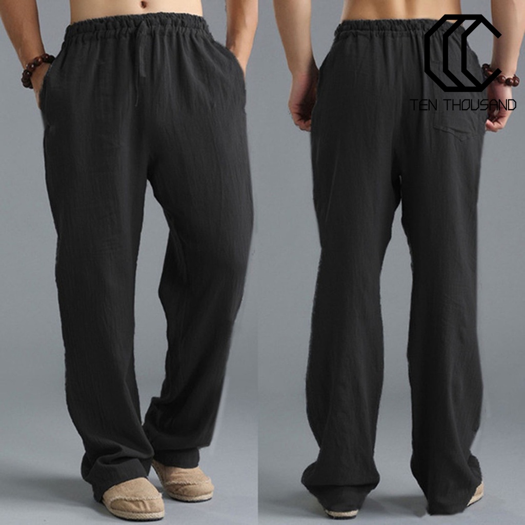 ♋Quần Dài Vải Mỏng Co Giãn Thoáng Khí Màu Sắc Đơn Giản Thời Trang Đường Phố