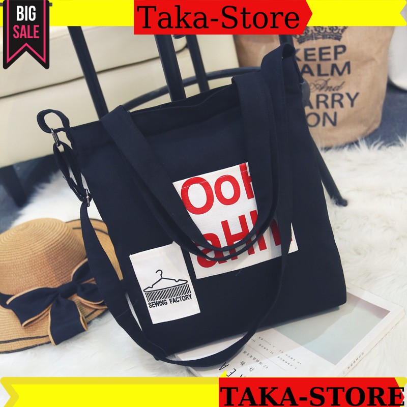 Túi canvas tote vải đựng đồ đeo chéo nữ đi học đựng đồ phong cách thời trang Hàn Quốc TakaStore  TVCC42